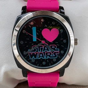 I Love Star War Women Wristwatch Quartz Analog Pink Rubber Band Wrist Watch